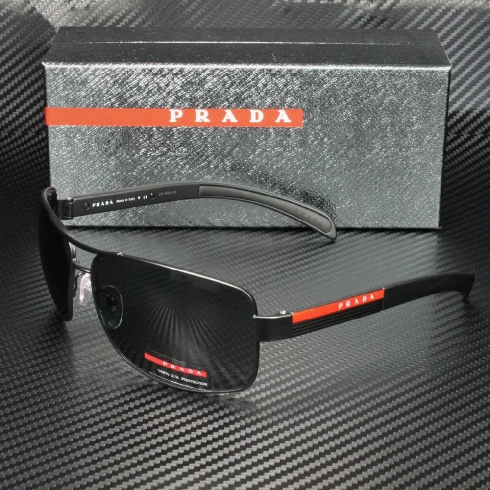 Prada Men's Matte Black Grey Rubber Sunglasses!